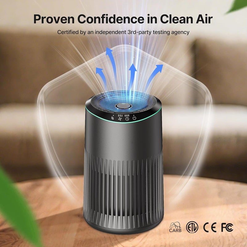MERONTE Air Purifiers for Bedroom Home, Air Purifier for Smoke Odors with Fragrance Sponge, Small Air Purifier with Sleep Mode for Bedroom Office, Blue Night Light, Grey, 1 Pack+3 Modes - Image 5
